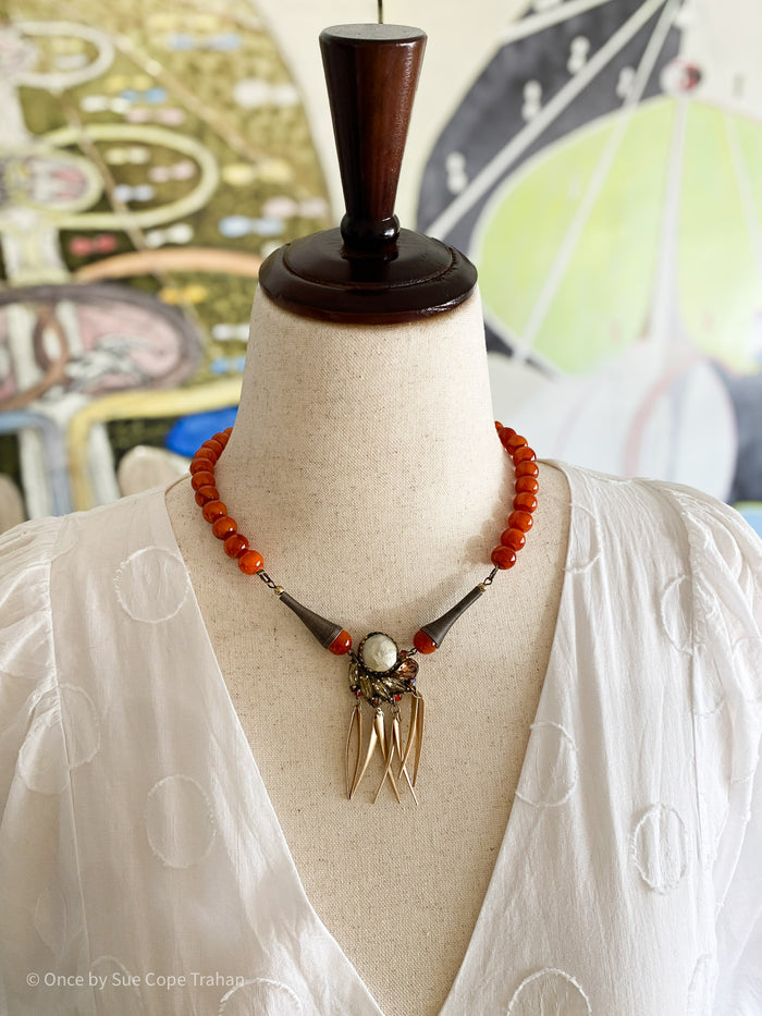 Mid-Century Fringe Pendant Necklace