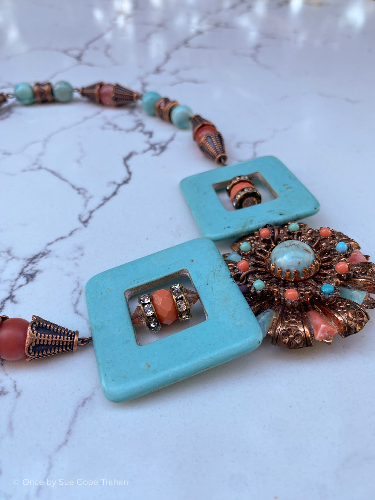 50's Brooch Howlite Beads
