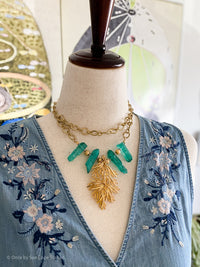 50's Brooch Raw Teal Crystals