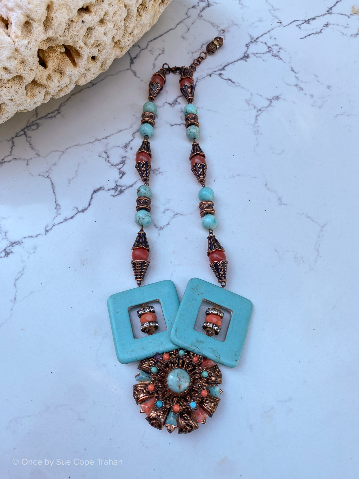 50's Brooch Howlite Beads