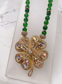 Four Leaf Clover w/ Green Beads