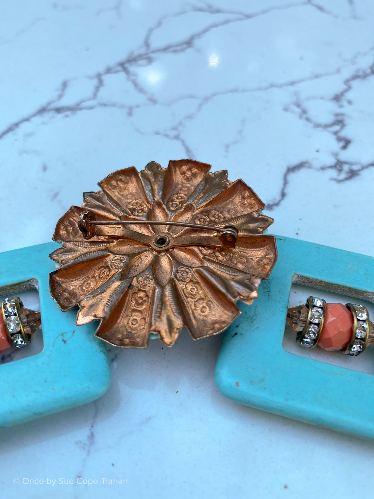 50's Brooch Howlite Beads