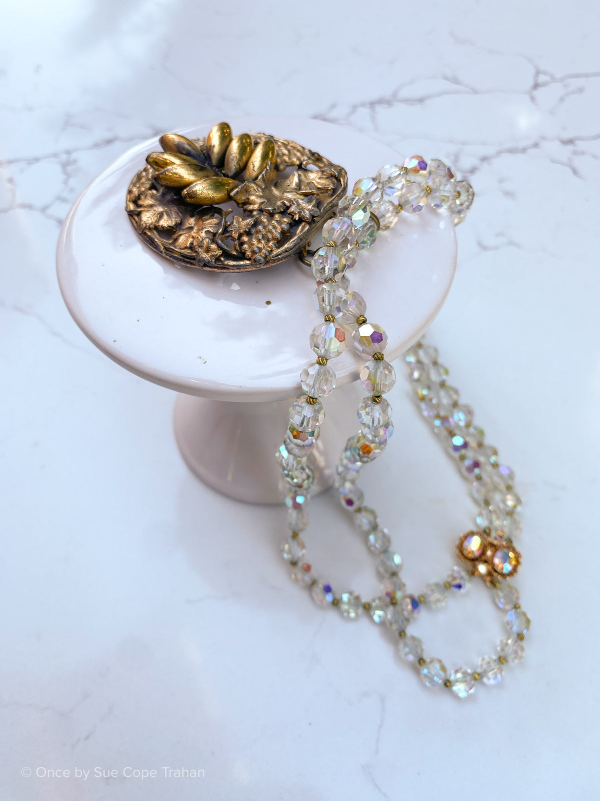 1940's Brooch w/vintage Crystal Neck