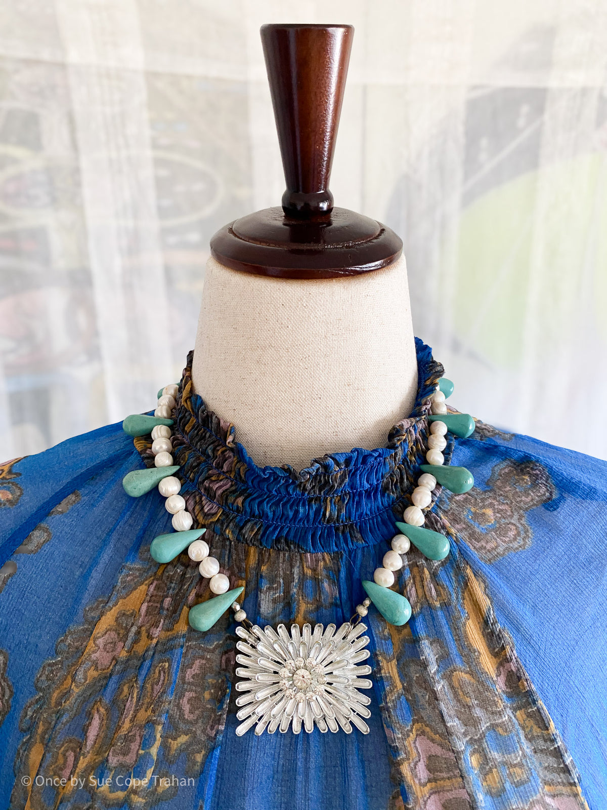 40's Shoe Buckle, Pearls & Turquoise