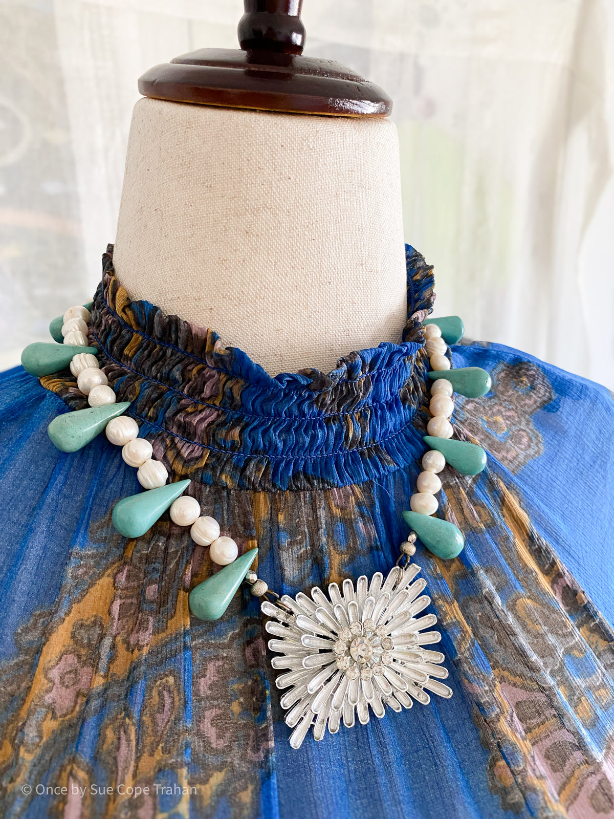 40's Shoe Buckle, Pearls & Turquoise