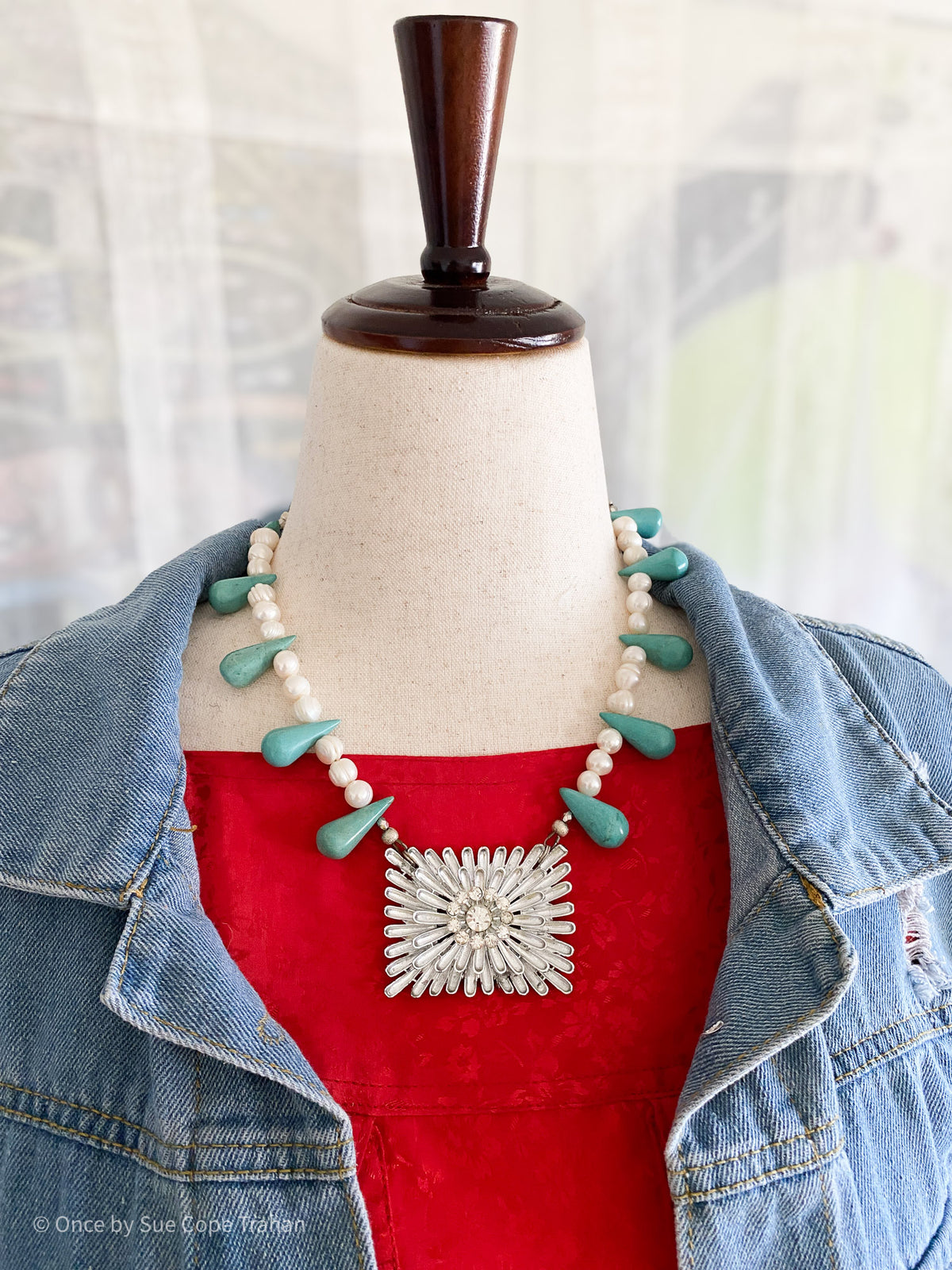 40's Shoe Buckle, Pearls & Turquoise