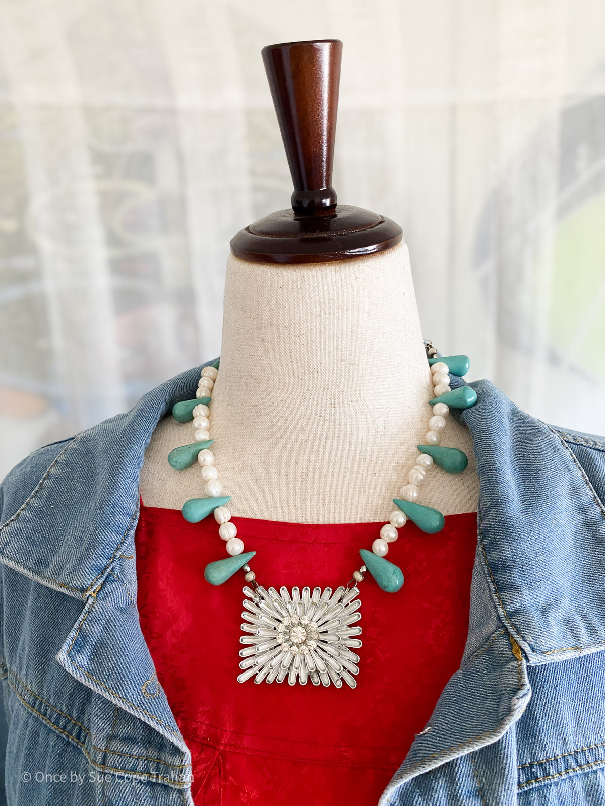 40's Shoe Buckle, Pearls & Turquoise