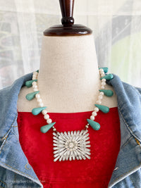 40's Shoe Buckle, Pearls & Turquoise