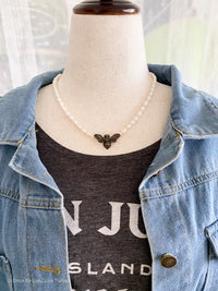 Fresh Water Pearl With Vintage Bee