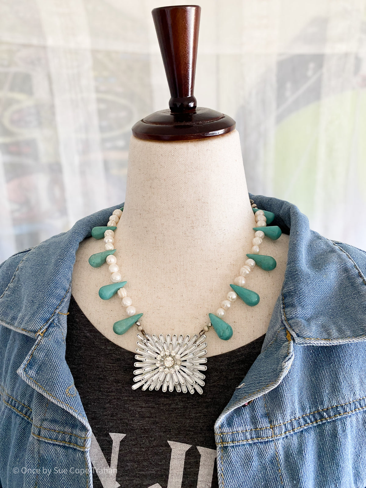 40's Shoe Buckle, Pearls & Turquoise