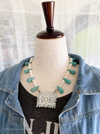 40's Shoe Buckle, Pearls & Turquoise