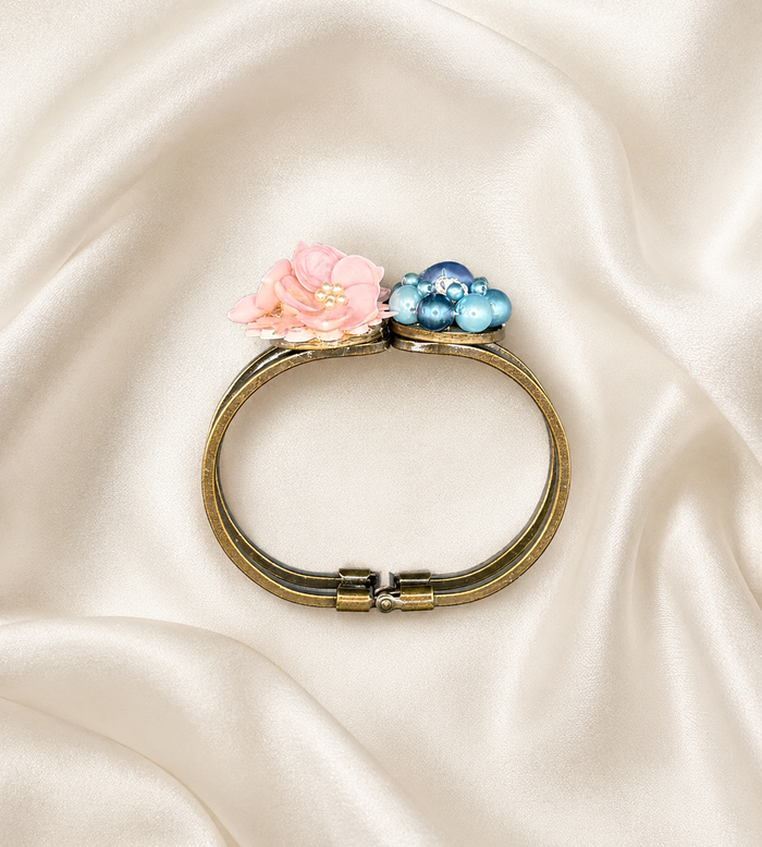Jewel Cuff Bracelet – Peach & Blue