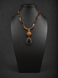 Tortoiseshell Necklace - Black Glass Pendant