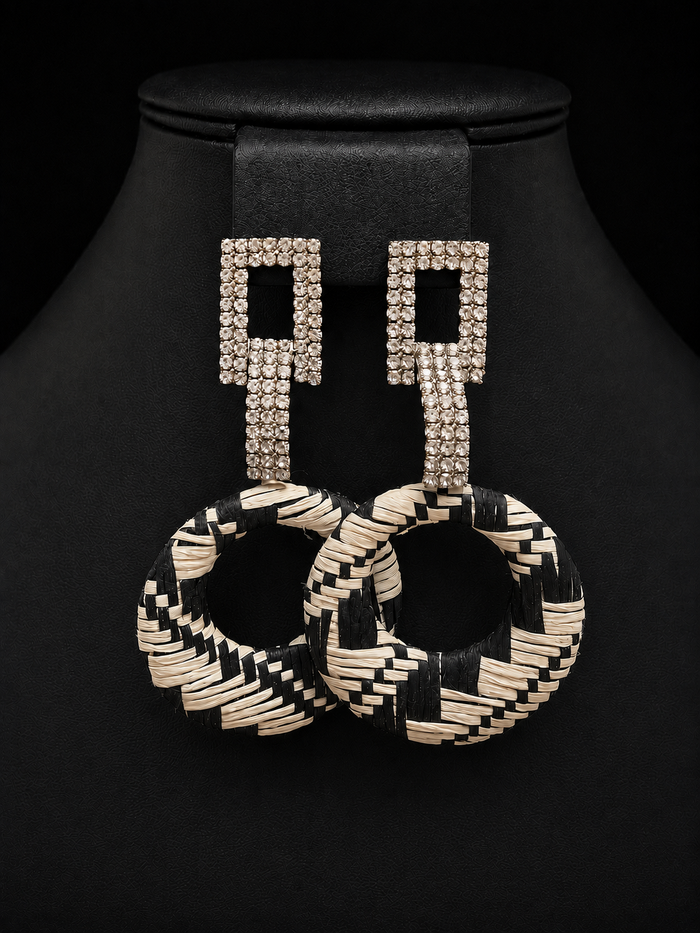 Rattan Rhinestone Earrings