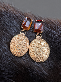 Gold Medallion Drop Earrings