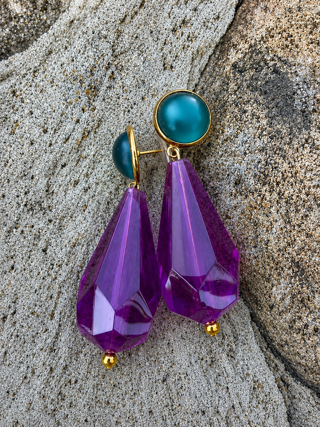 Teal/purple earrings