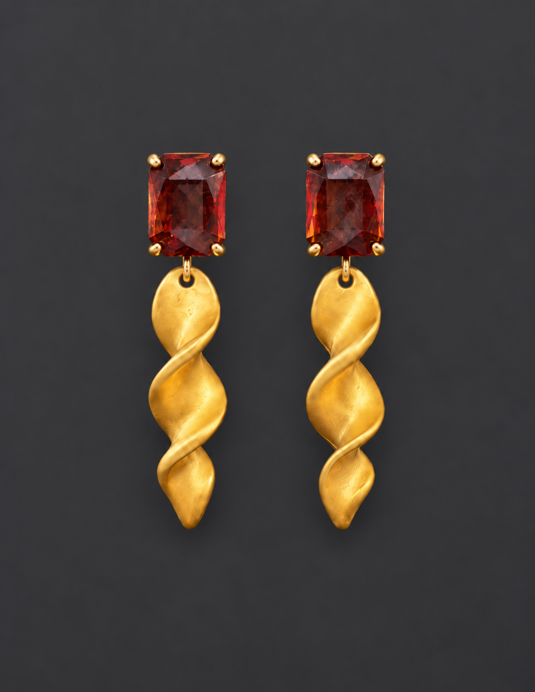 Gold Spiral Drop Earring