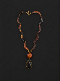 Tortoiseshell Necklace - Black Glass Pendant