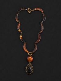 Tortoiseshell Necklace - Black Glass Pendant