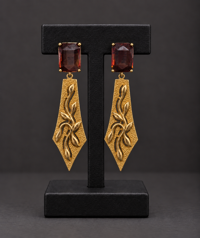 Gold Vine Drop Earrings
