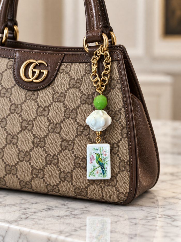 Bag Charm - Green Bam Bird Mahjong