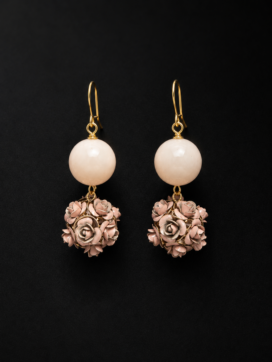 Rose Drop Earrings - Blush