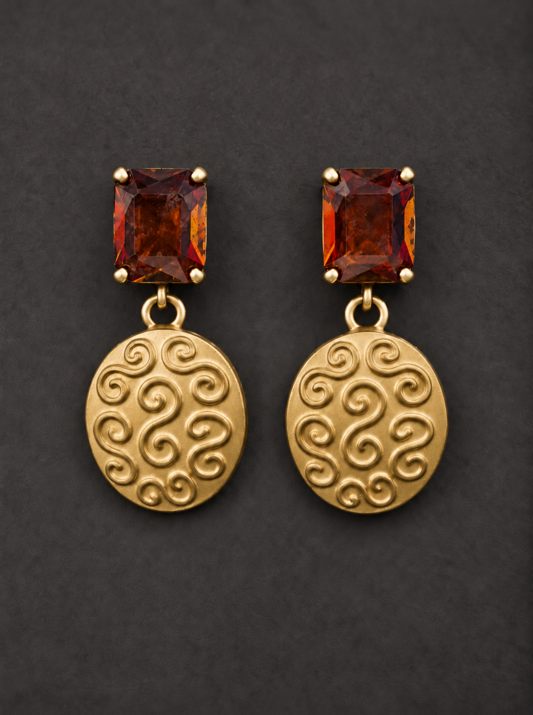 Gold Medallion Drop Earrings