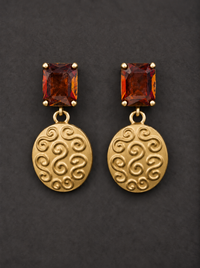Gold Medallion Drop Earrings
