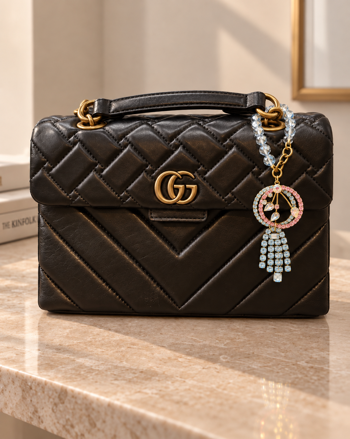 Bag Charm - Blue Rhinestone Tassel