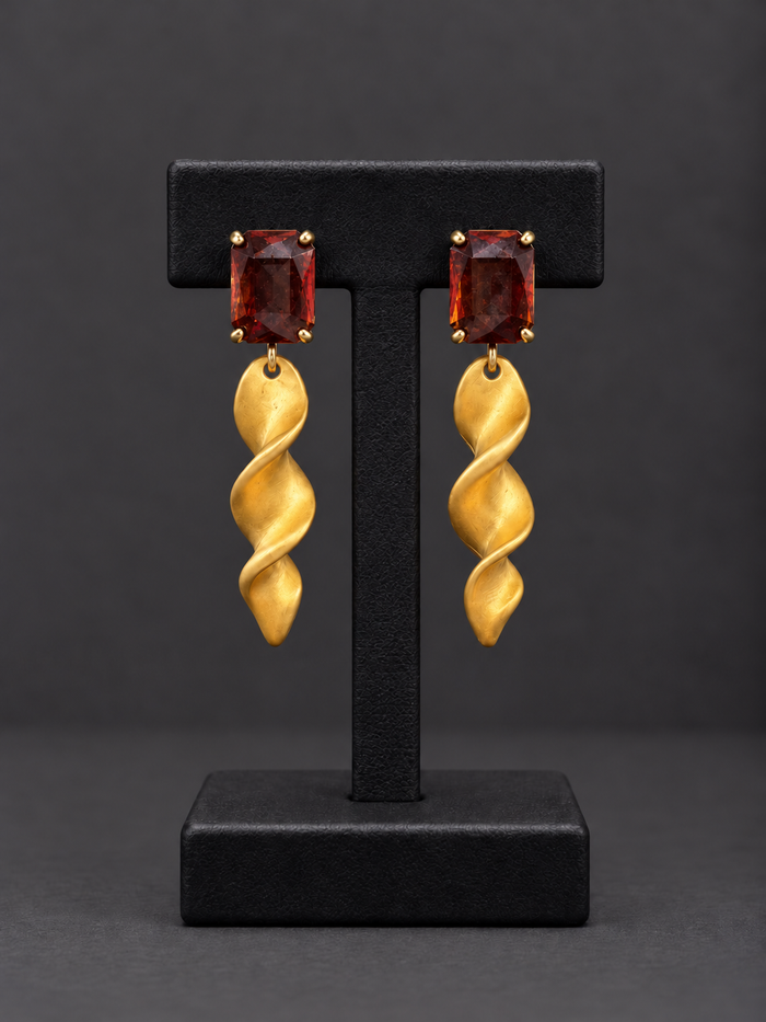 Gold Spiral Drop Earring