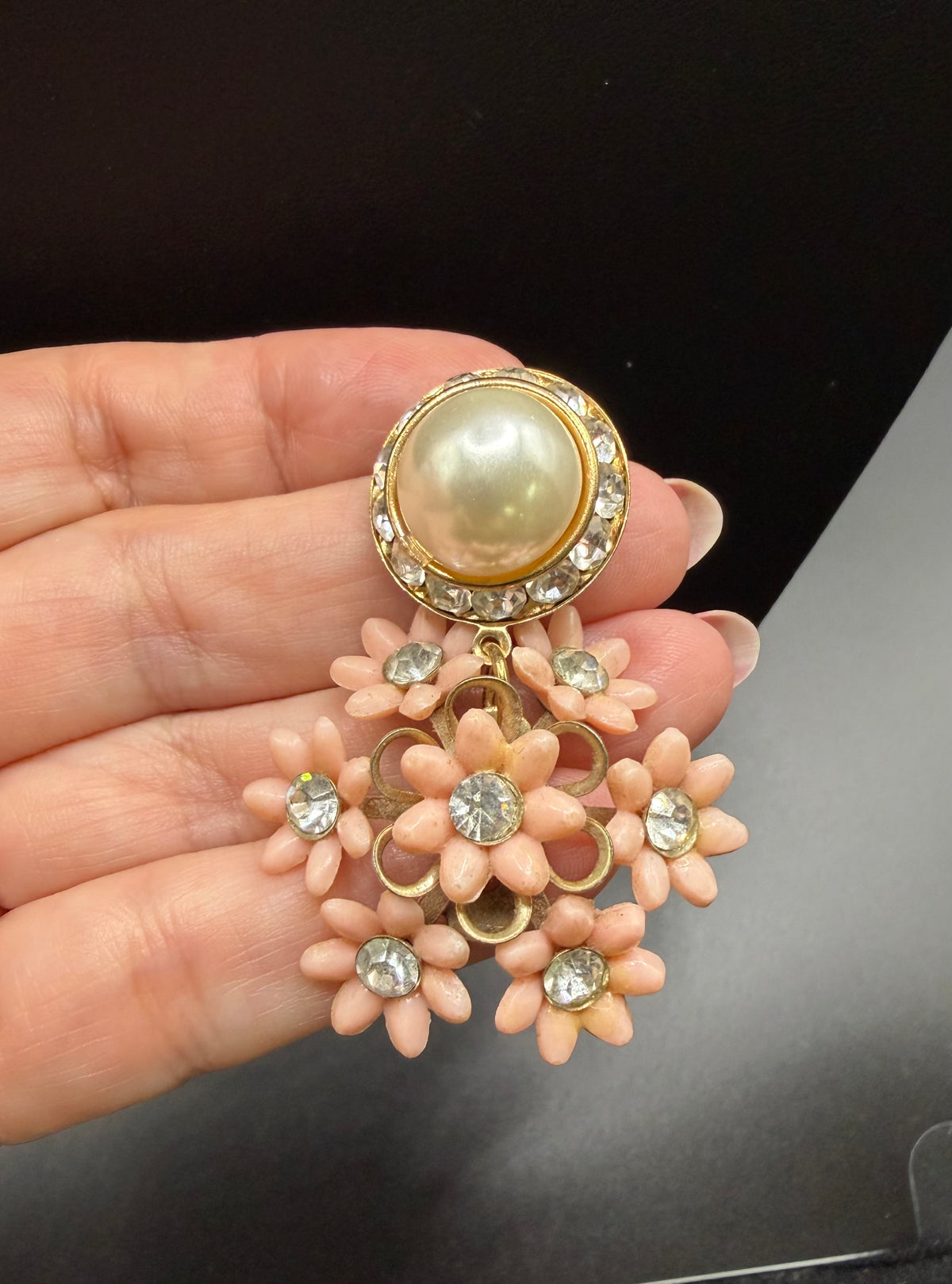Floral Pearl Cluster Earrings