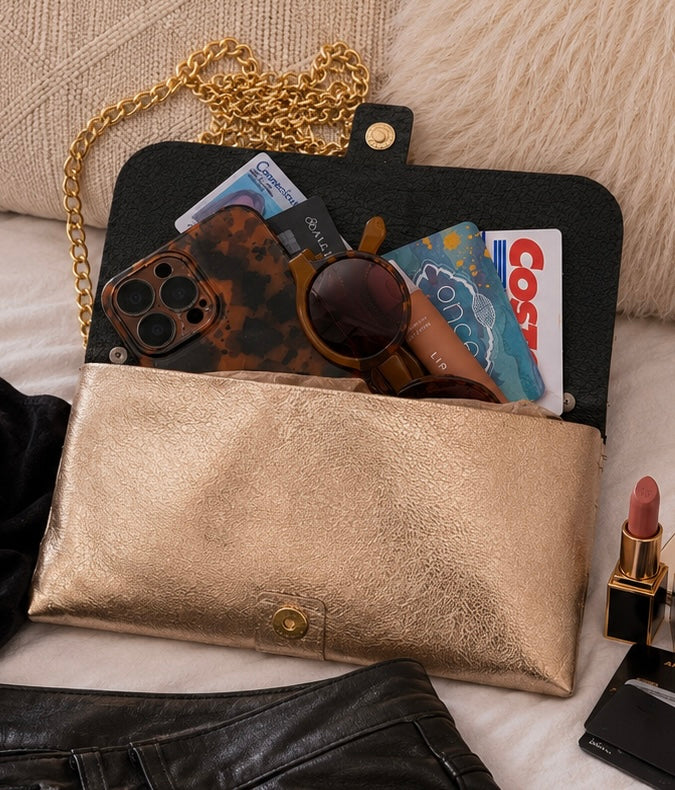 Filigree Buckle Clutch - Bronze