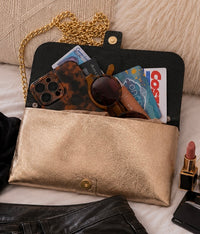 Filigree Buckle Clutch - Bronze