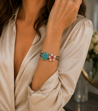 Vintage Jewel Cuff Bracelet – Pink & Aqua