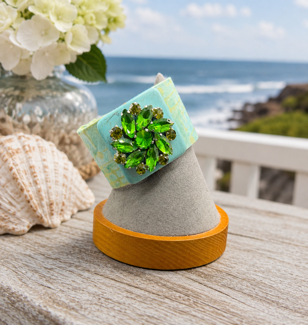 Green Rhinestone Cuff