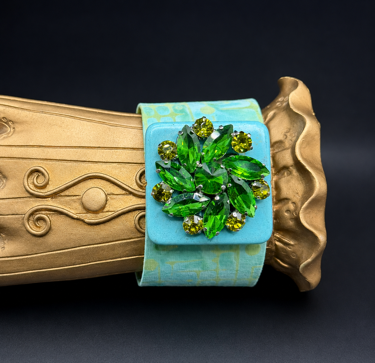 Green Rhinestone Cuff