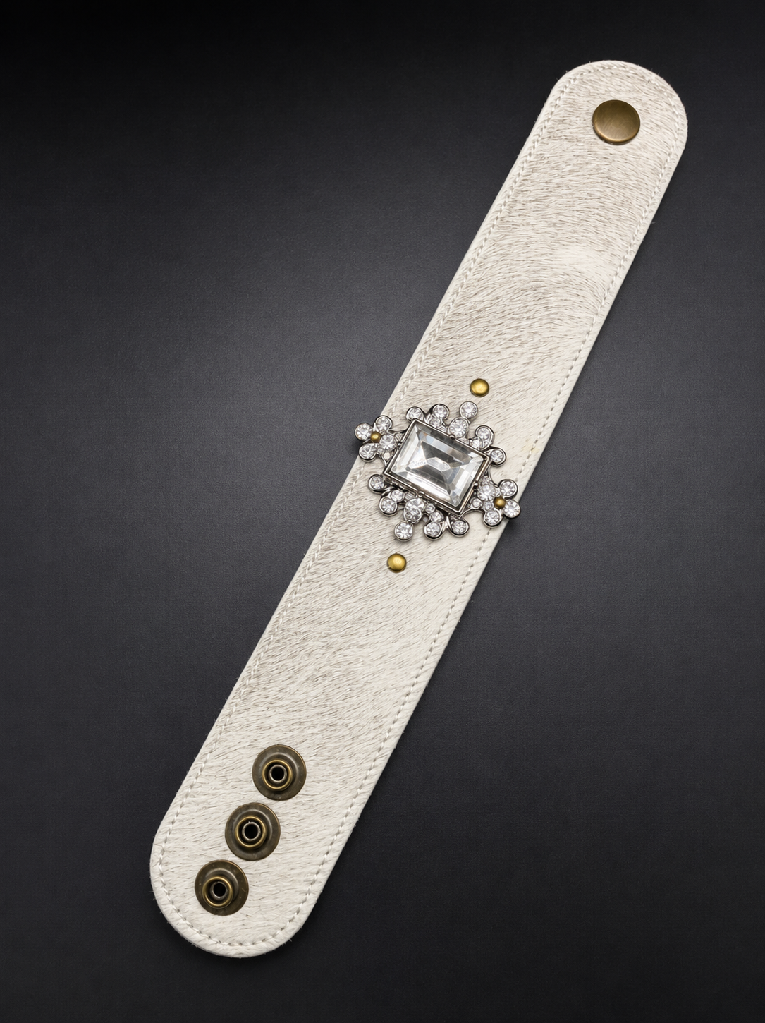 Rhinestone Cowhide Leather Cuff