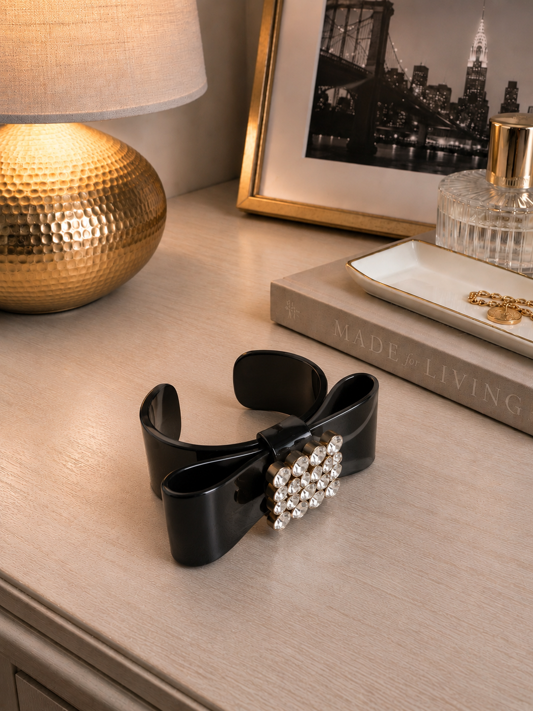 Avignon Bow Cuff Bracelet - Black