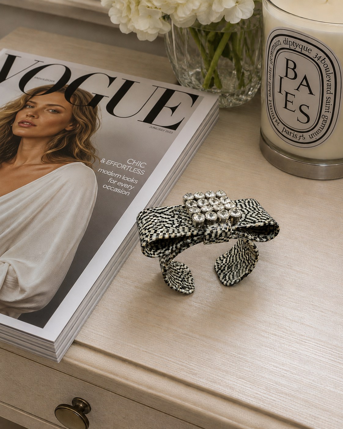 Avignon Bow Cuff Bracelet - Grey