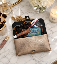 Leather Clutch - Turquoise Brooch Accent