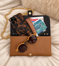 Leather Clutch - Unicorn Brooch Accent