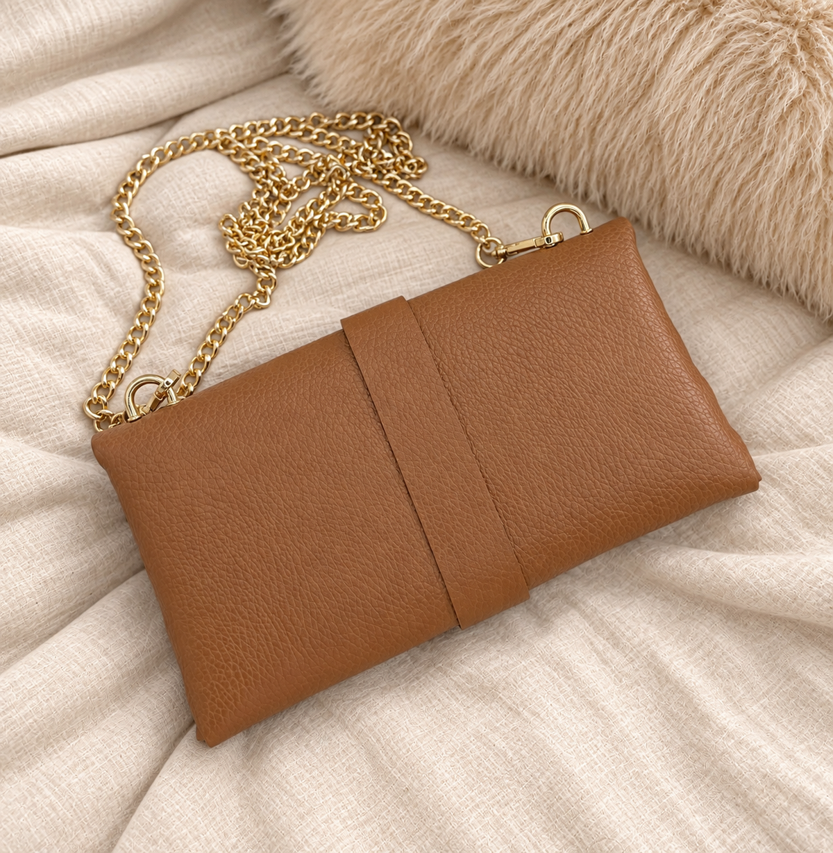 Leather Clutch - Unicorn Brooch Accent