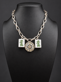 Mahjong Green Dragon Duos Necklace