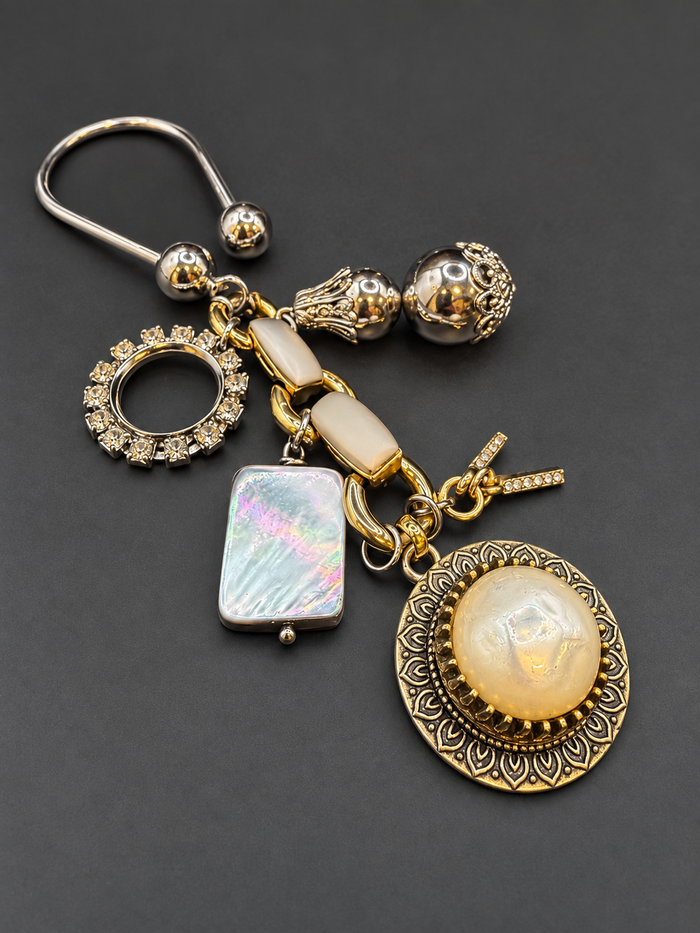 Bag Charm - Pearl Medallion