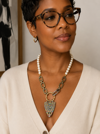 Art Deco Pendant & Pearl Necklace