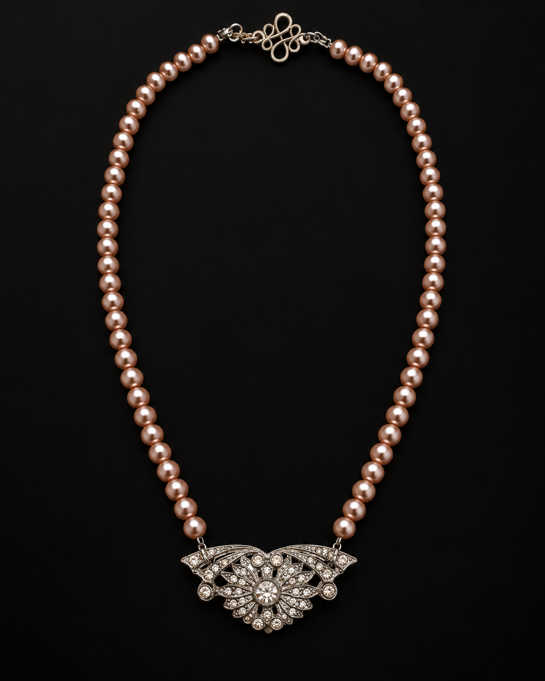 Art Deco Pink Pearl Necklace