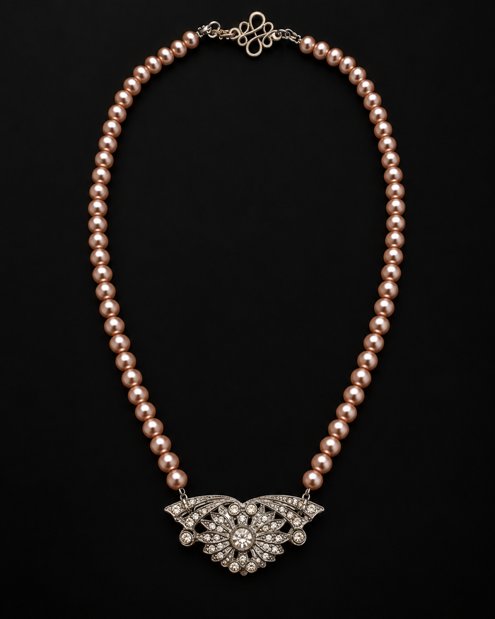 Art Deco Pink Pearl Necklace