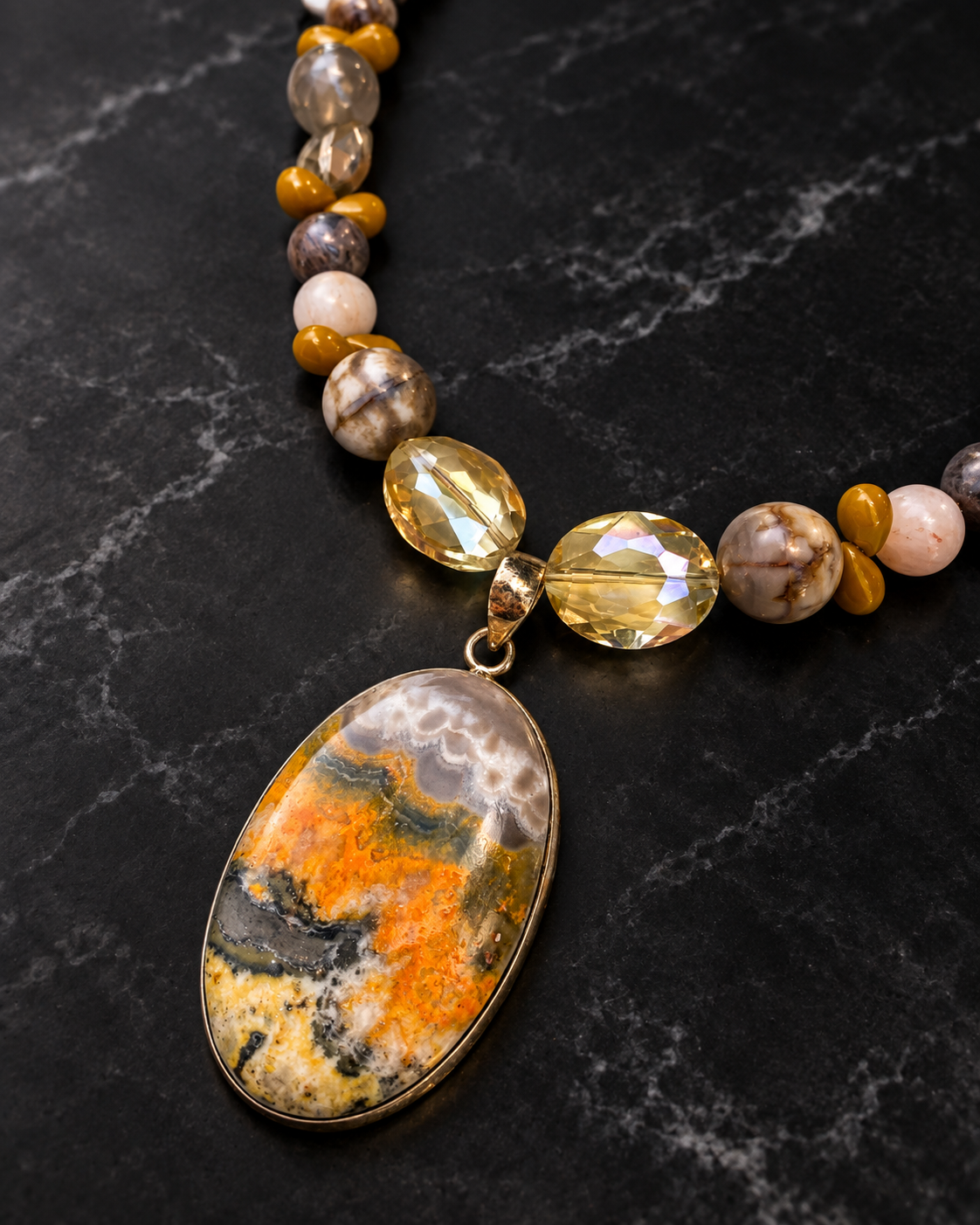 Bumblebee Jasper Pendant Necklace