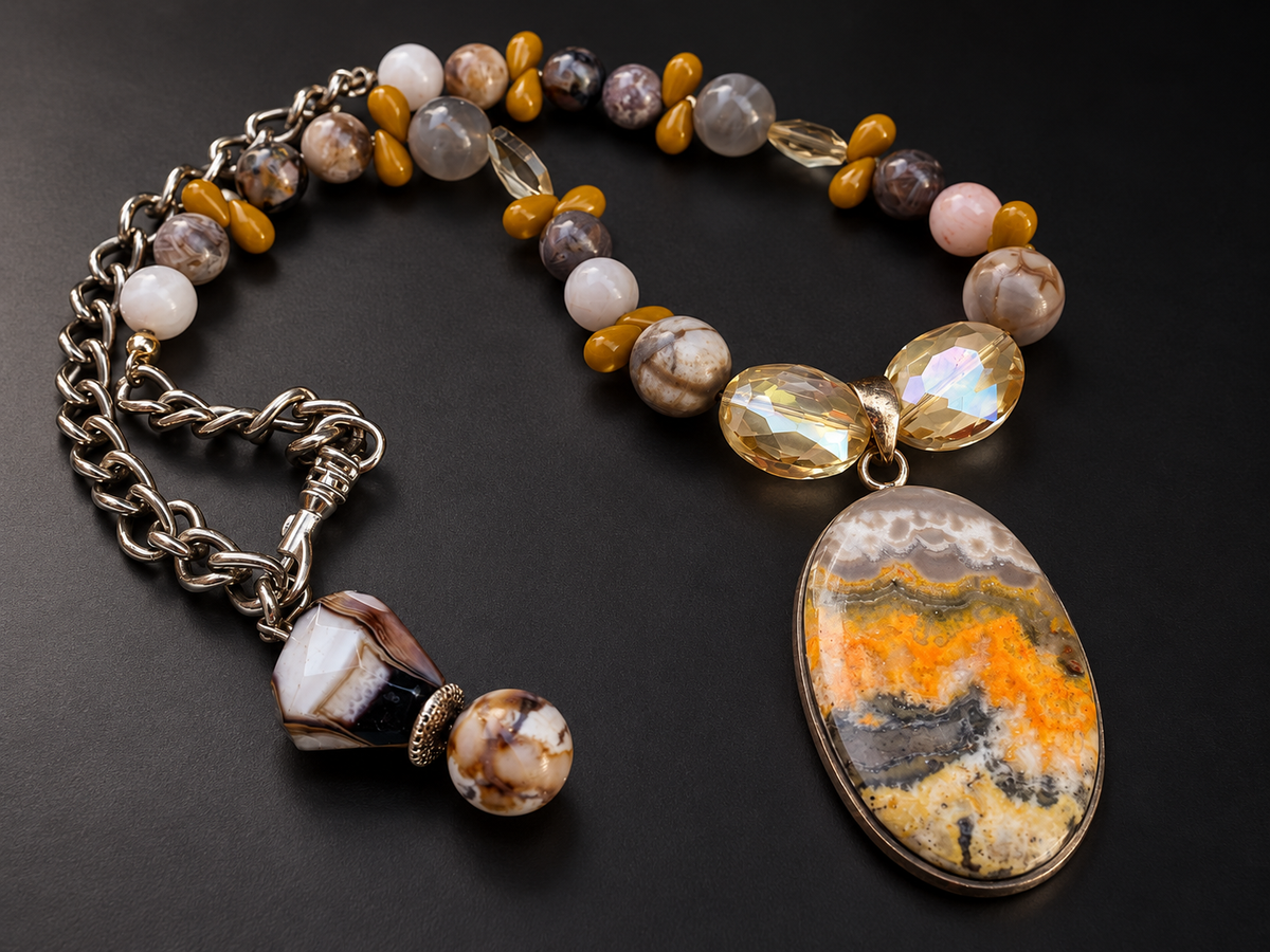 Bumblebee Jasper Pendant Necklace