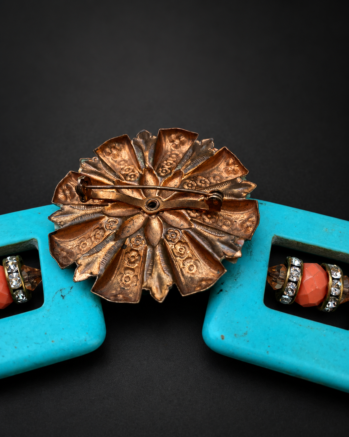 Medallion Necklace - Turquoise & Coral
